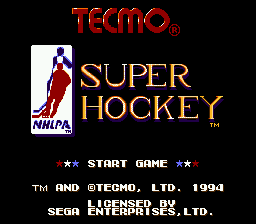 Tecmo Super Hockey (USA) Title Screen